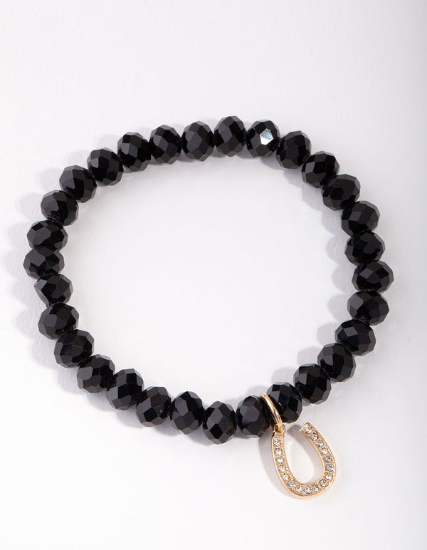 Gold Good Luck Facet Bead Bracelet