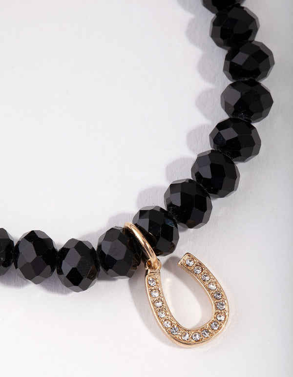 Gold Good Luck Facet Bead Bracelet