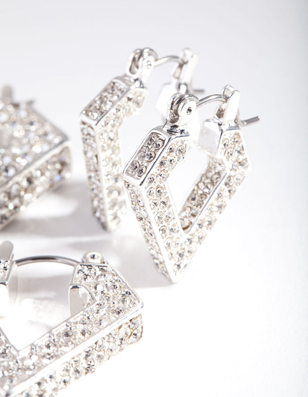 Silver Pave Diamante Triangle Earring Pack