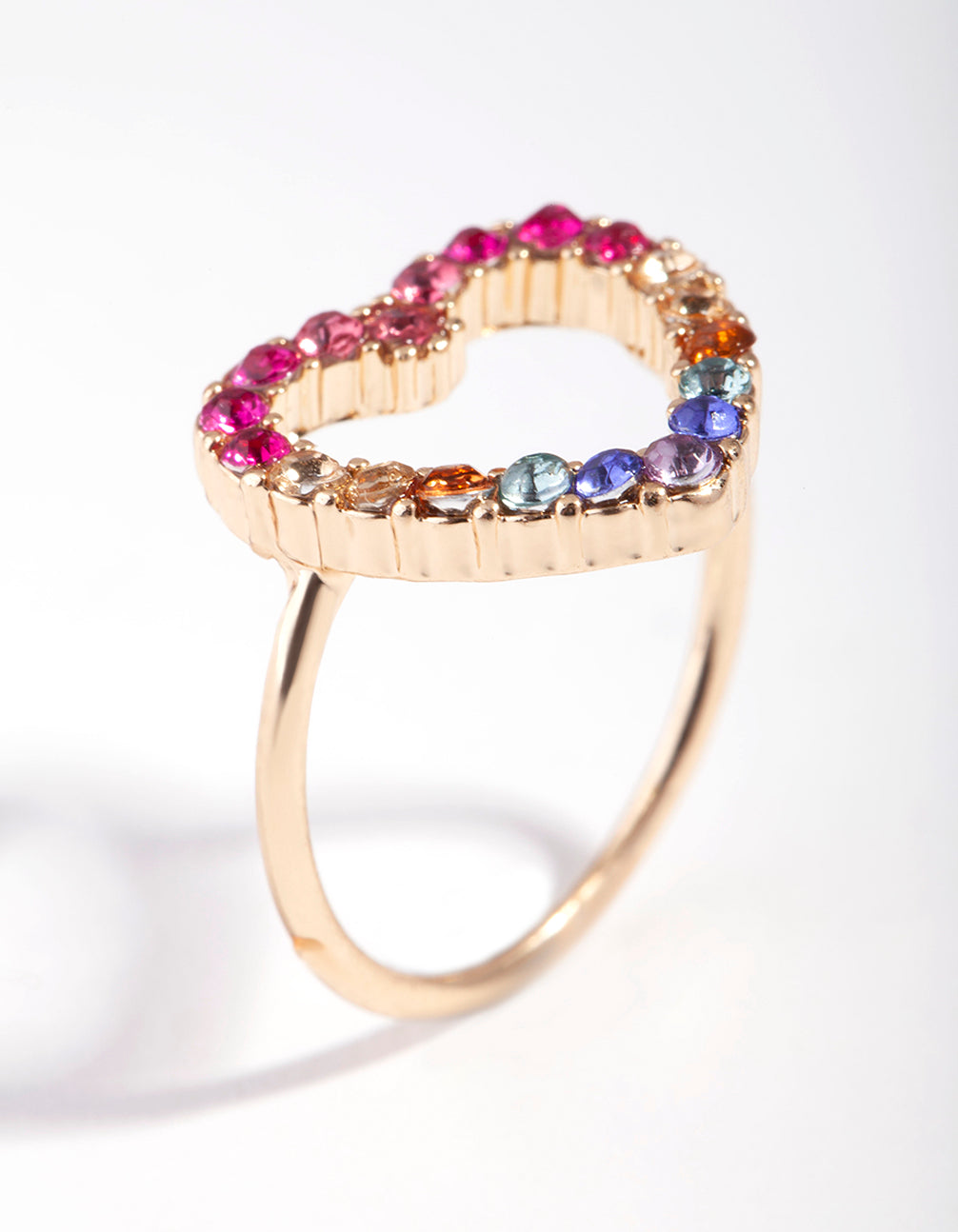 Gold Rainbow Cut Out Heart Ring