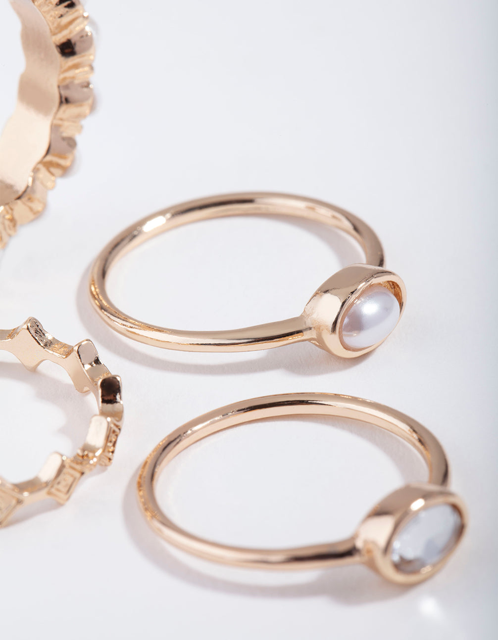 Gold Pearl Stack 4-Pack Rings