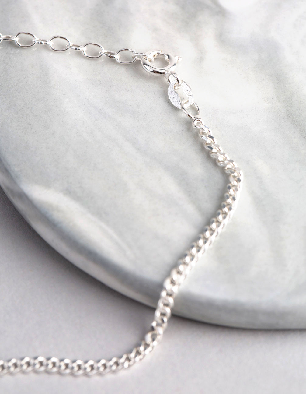 Sterling Silver Diamond Cut Curb Chain Bracelet