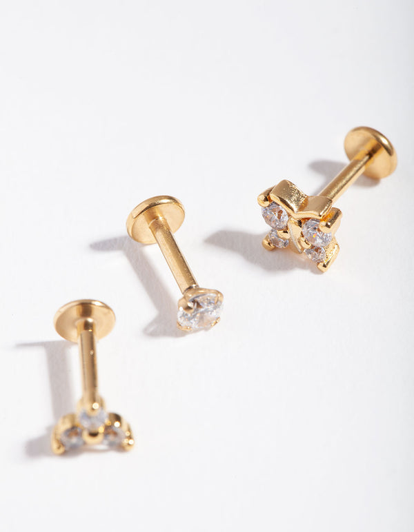 Gold Plated Surgical Steel Butterfly Flat Back Pack