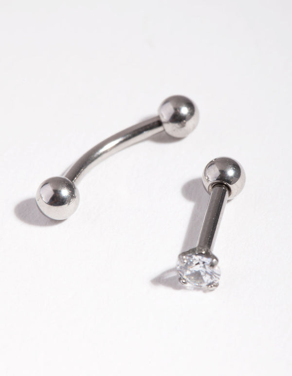 Surgical Steel Ball & Cubic Zirconia Earring Pack