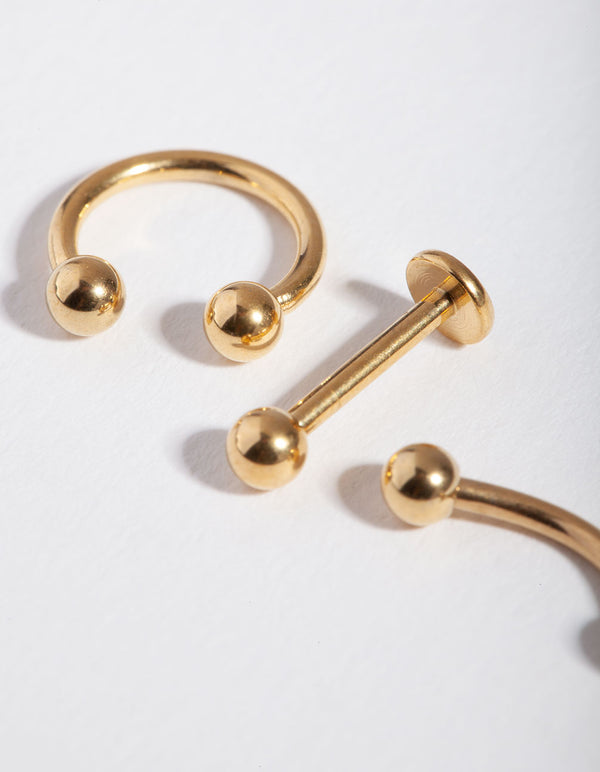 Surgical Steel Gold Mix Piercing Earring Pack