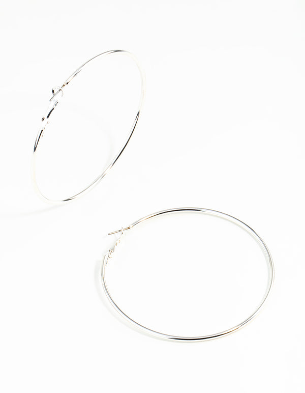 Silver Medium Hoop Earrings