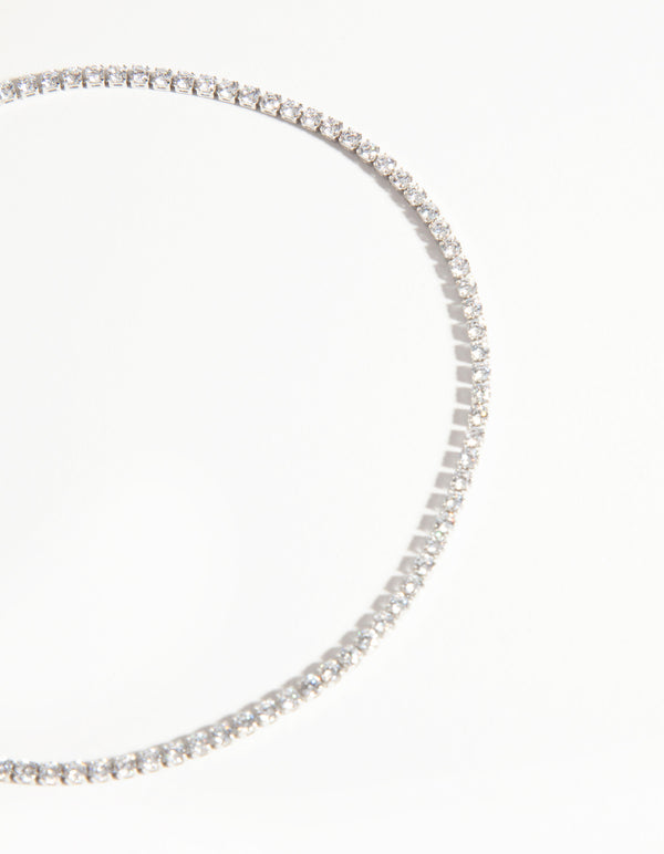 Silver Cubic Zirconia Cupchain Choker