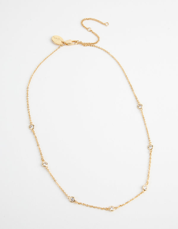 Gold-Plated Seven Crystal Necklace