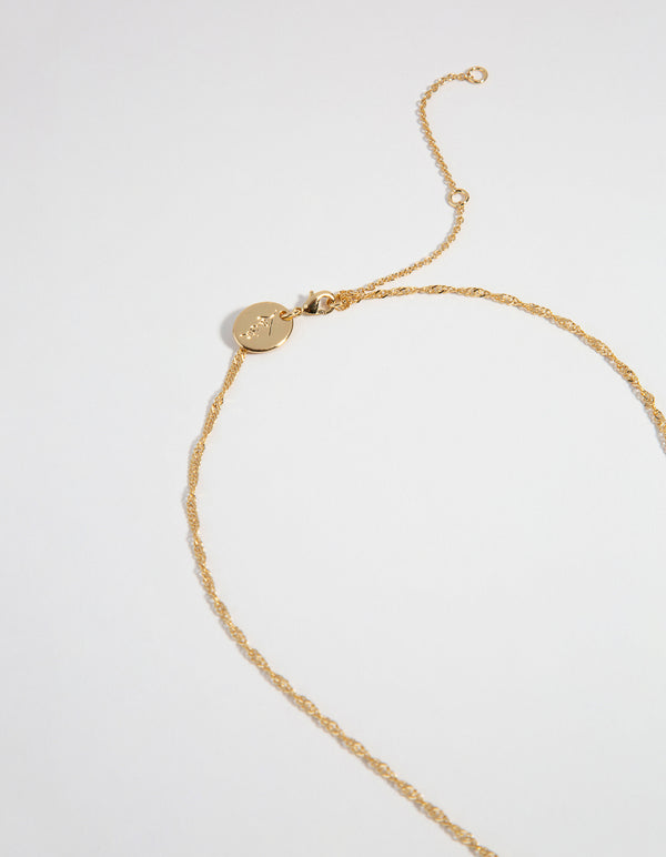 Gold Plated Molten Disc & Pearl Necklace