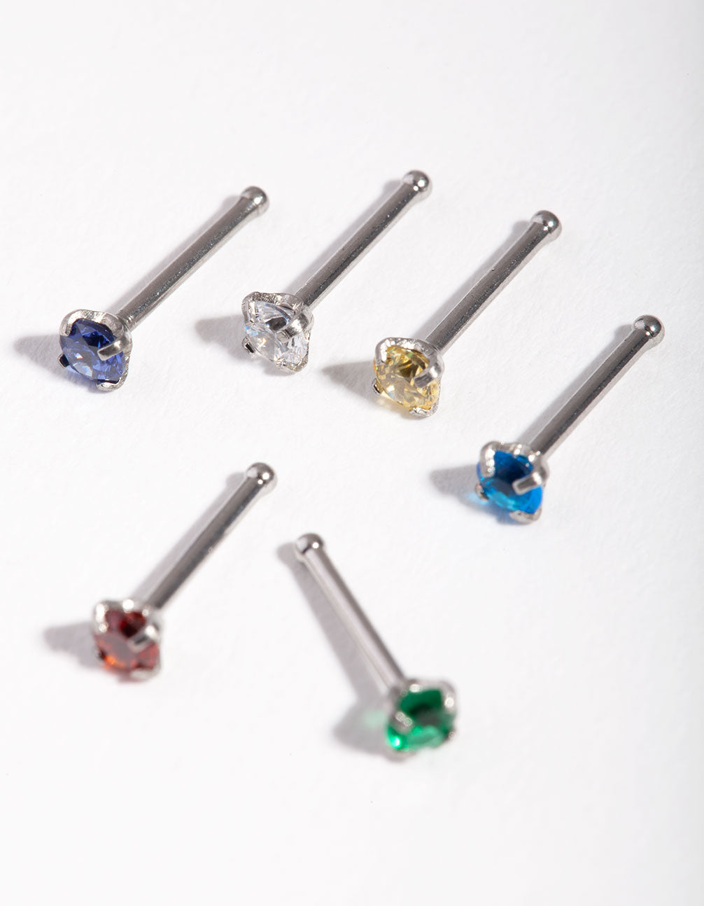 Surgical Steel Diamante Nose Stud 6-Pack