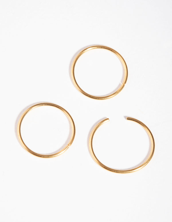 Gold Plain Nose Ring Pack
