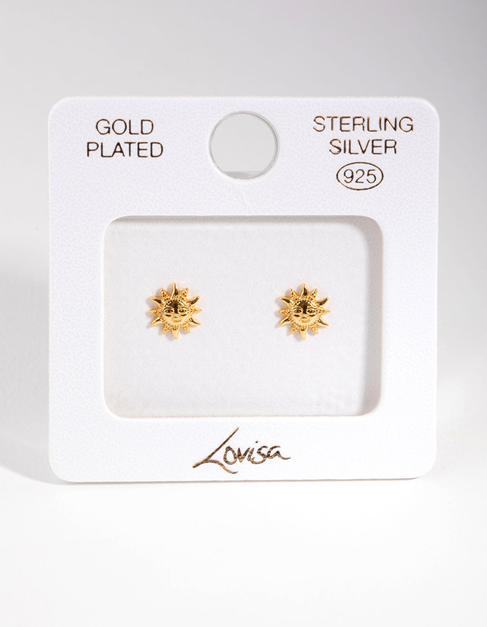 Gold Plated Sterling Silver Boho Sun Stud Earrings