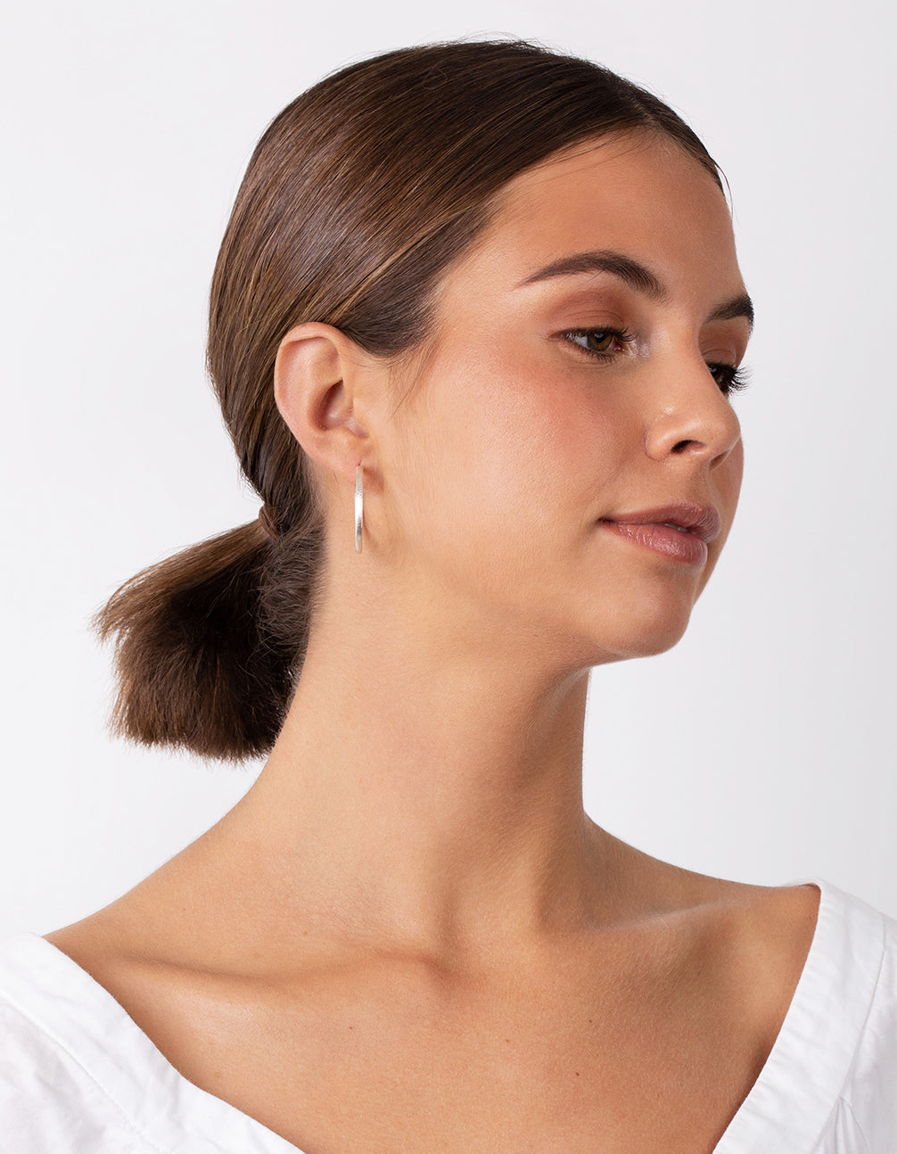 Sterling Silver 30mm Satin Hoop Earrings