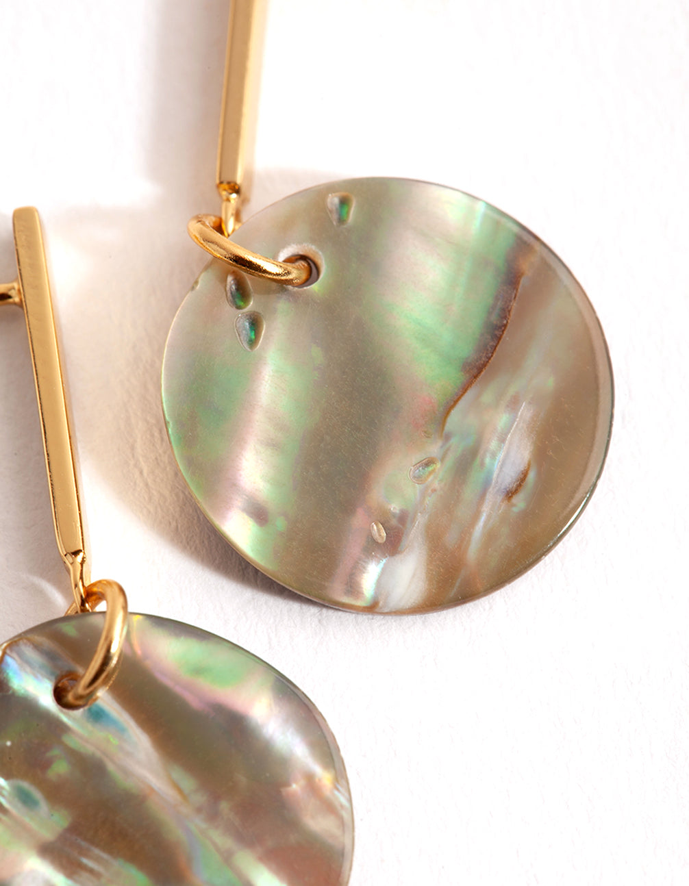 Gold Abalone Drop Earrings