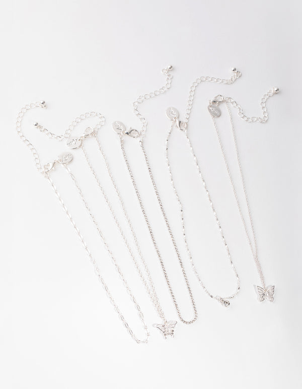 Silver Butterfly Choker 6-Pack