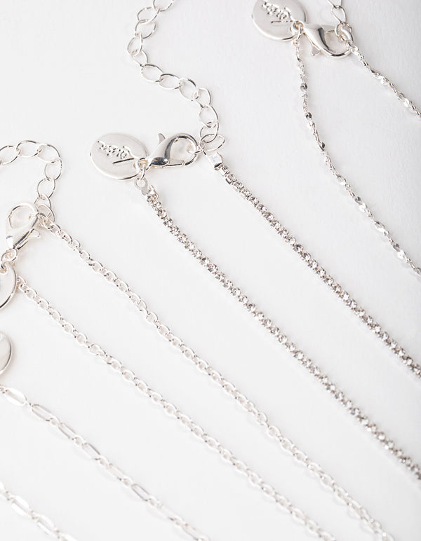 Silver Butterfly Choker 6-Pack
