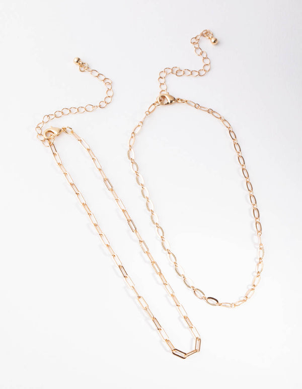 Gold Small Rectangle Chain Necklace