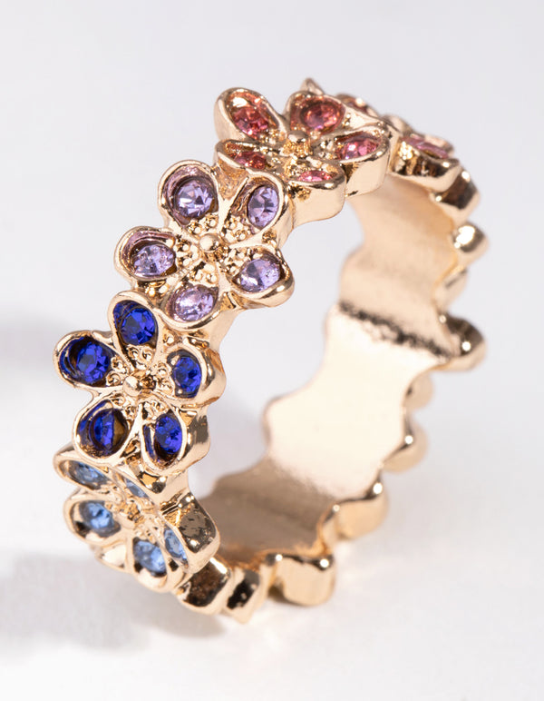 Gold Surrounded Flower Ring