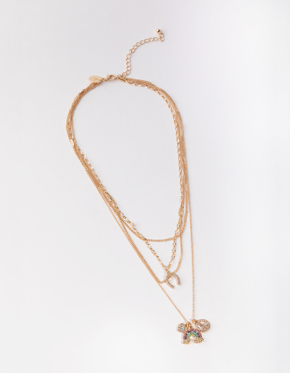Gold Rainbow Charm Necklace 4-Pack
