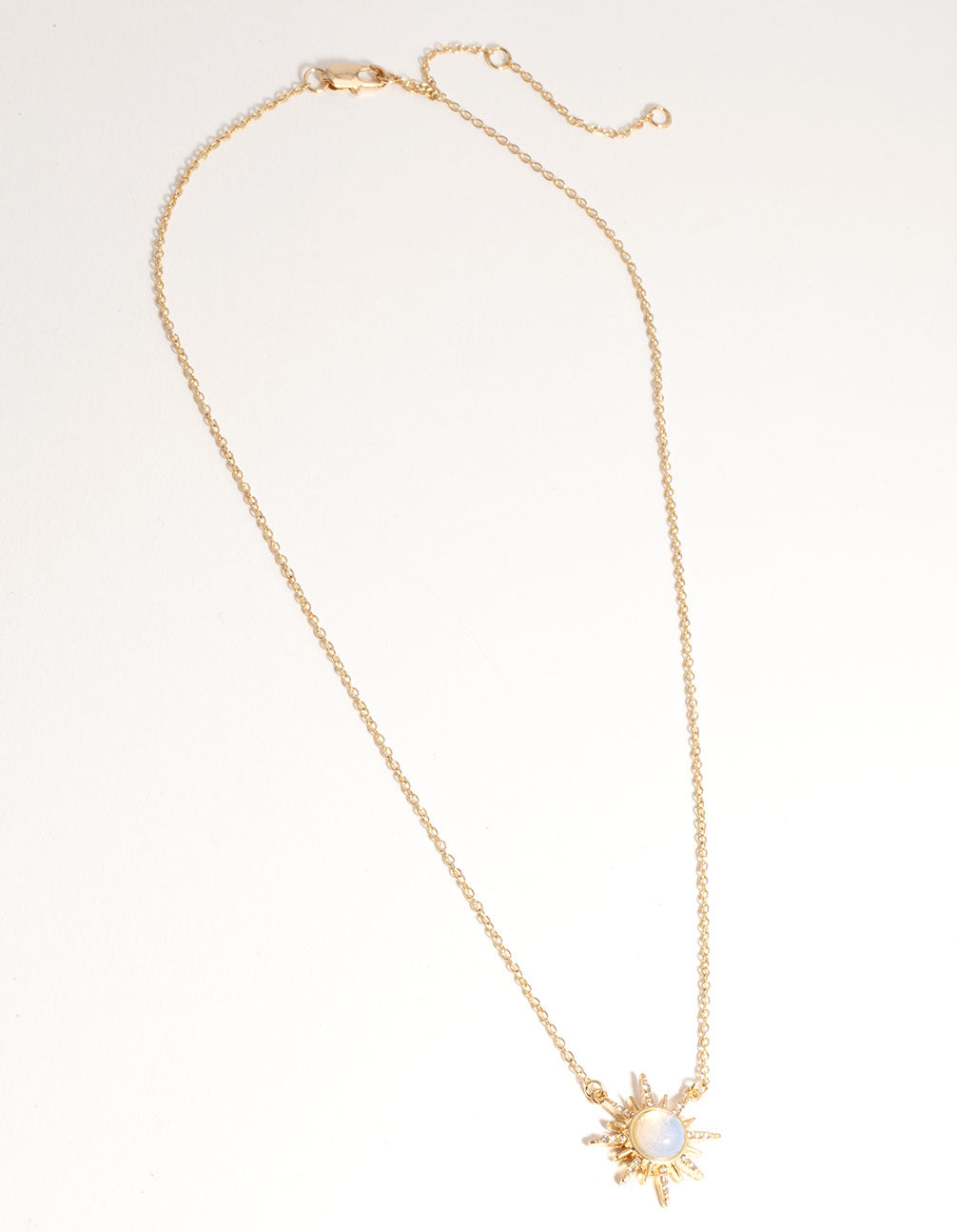 Gold Plated Diamante & Moonstone Sun Necklace