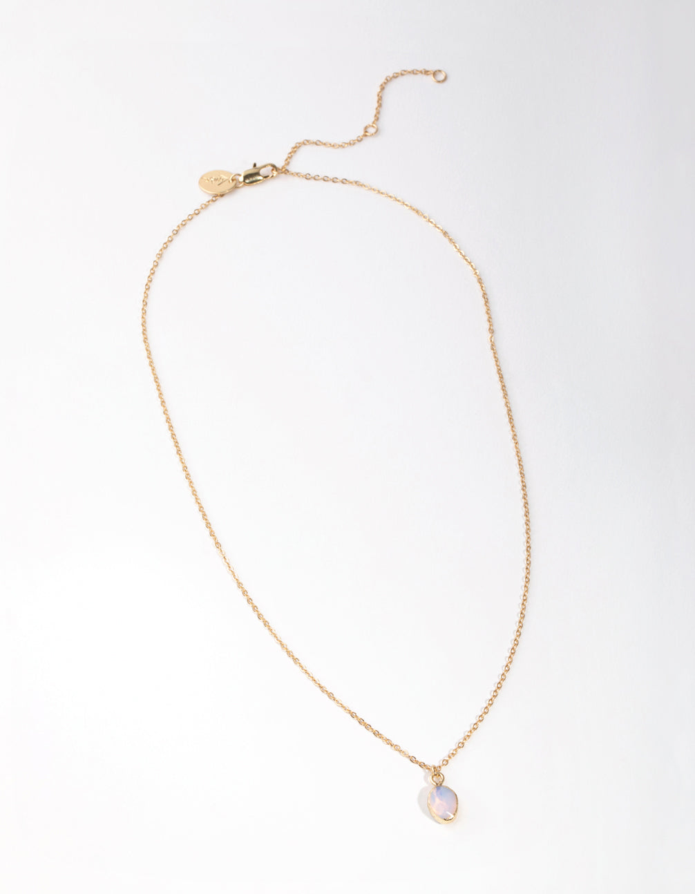 Gold Plated Semi Precious Oval Pendant Necklace