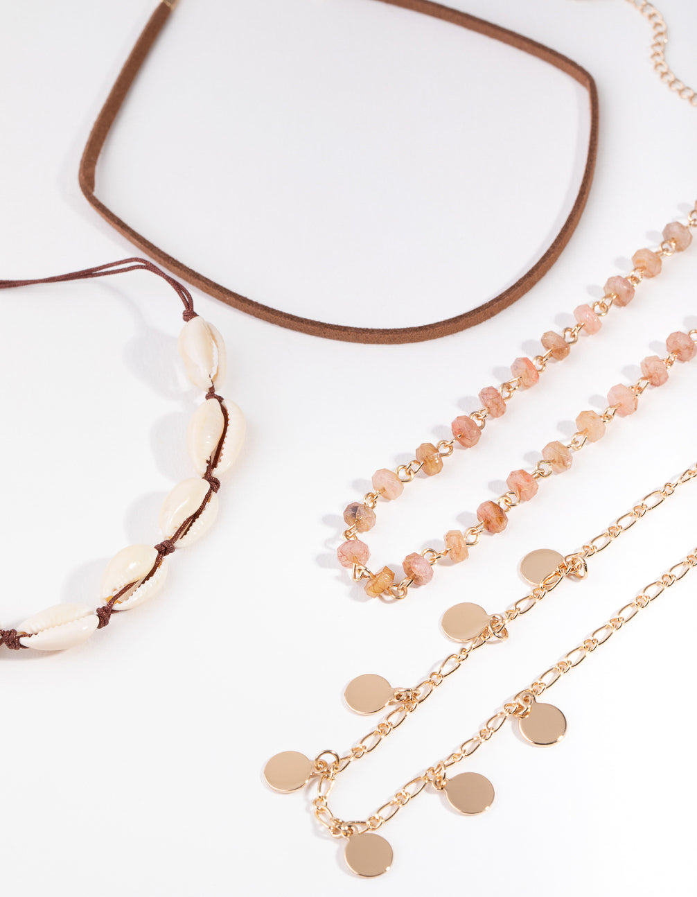 Gold Coin & Shell Choker 4-Pack
