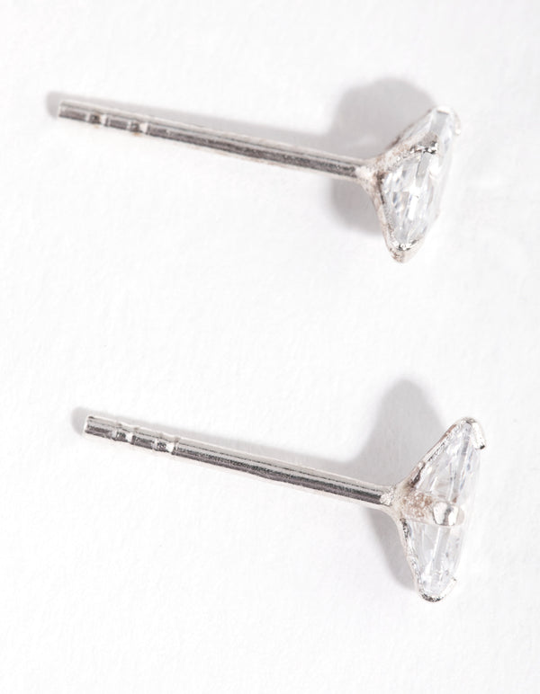 Sterling Silver 0.5ct Cubic Zirconia Oval Stud Earrings