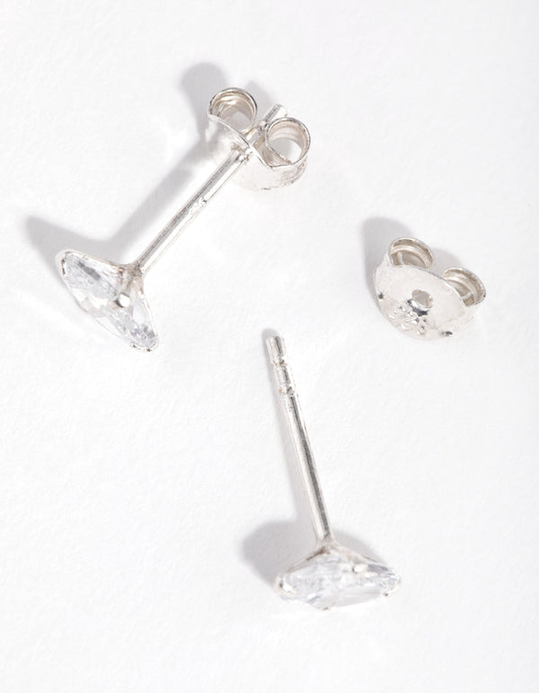 Sterling Silver 0.5ct Cubic Zirconia Oval Stud Earrings