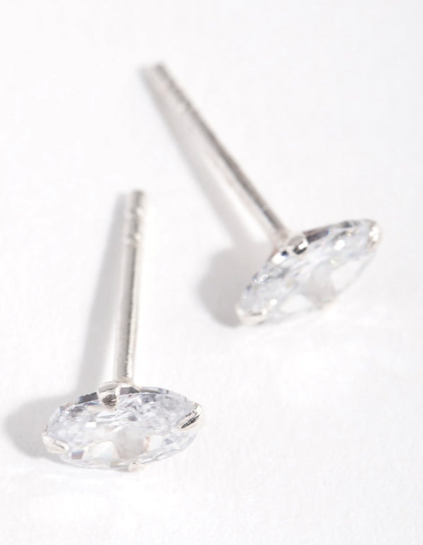 Sterling Silver 0.5ct Cubic Zirconia Oval Stud Earrings