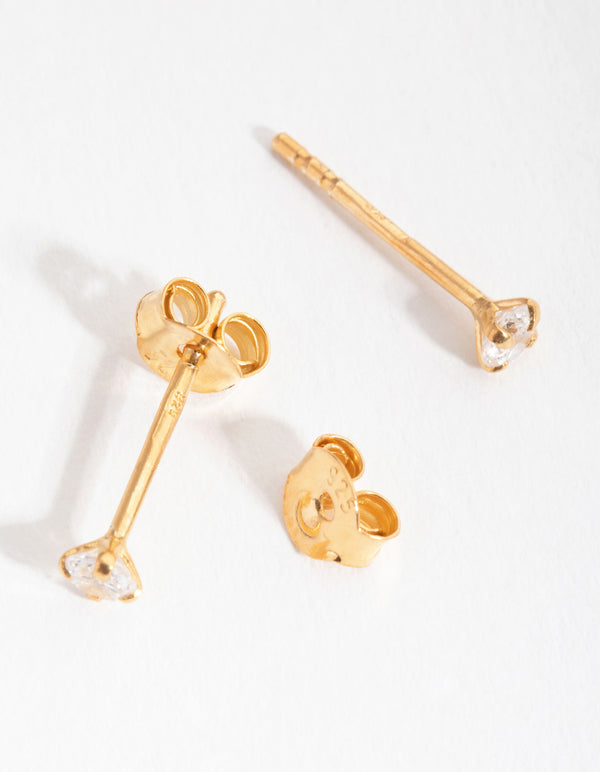 Gold Cubic Zirconia Baby Carat Stud Earrings