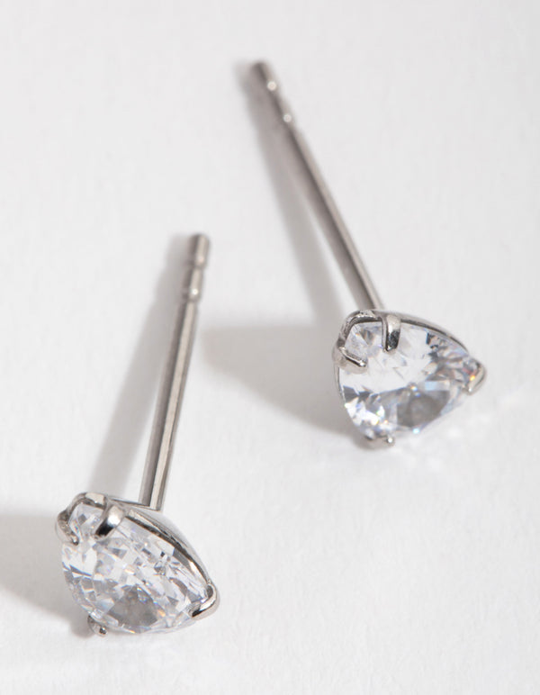 Surgical Steel Cubic Zirconia Pear Stud Earrings
