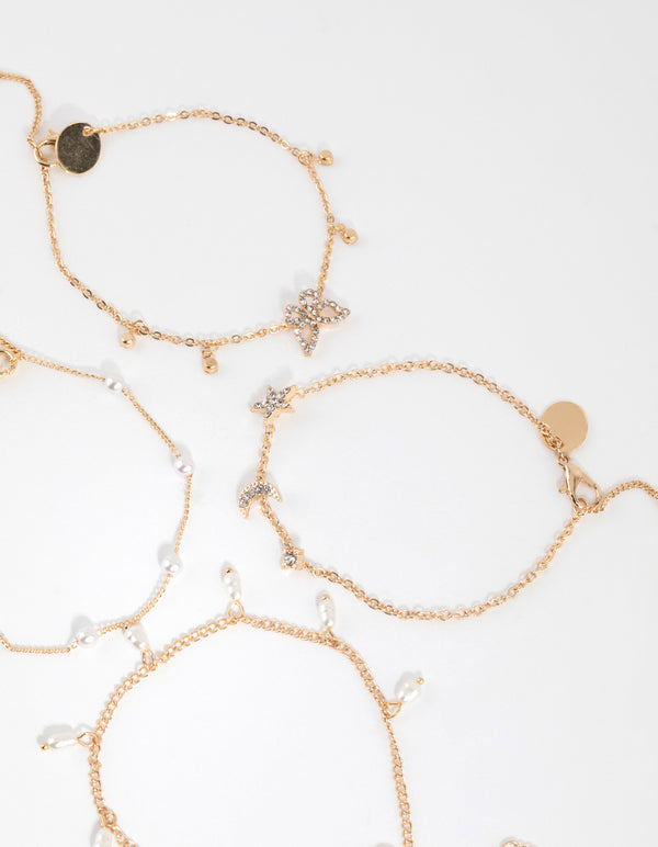 Gold Butterfly Jingle Bracelet & Anklet 4-Pack