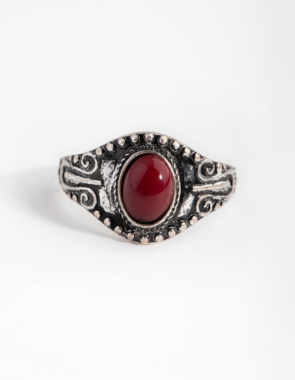 Antique Silver Red Stone Ring