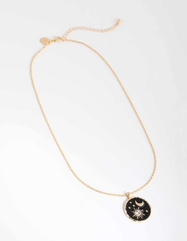 Gold Night Sky Disc Necklace
