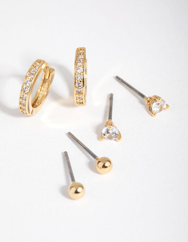 18ct Gold Plated April Cubic Zirconia Earring Pack