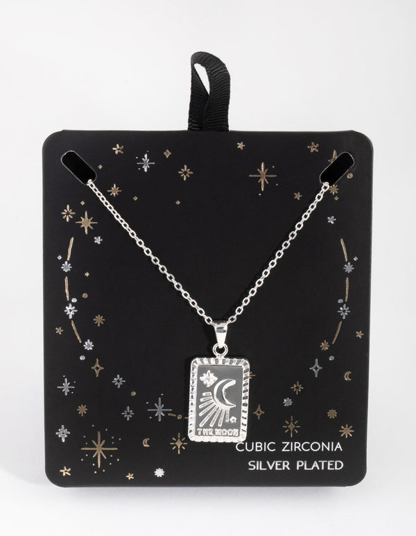 Silver Plated Moon Card Necklace