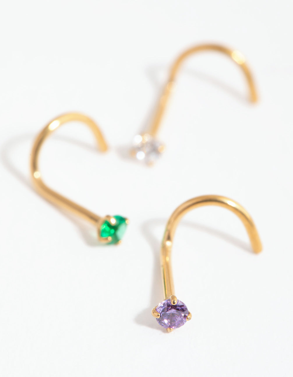 Gold Surgical Steel Classic Gem Nose Stud Pack
