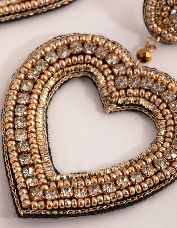 Seed Bead Heart Drop Earrings
