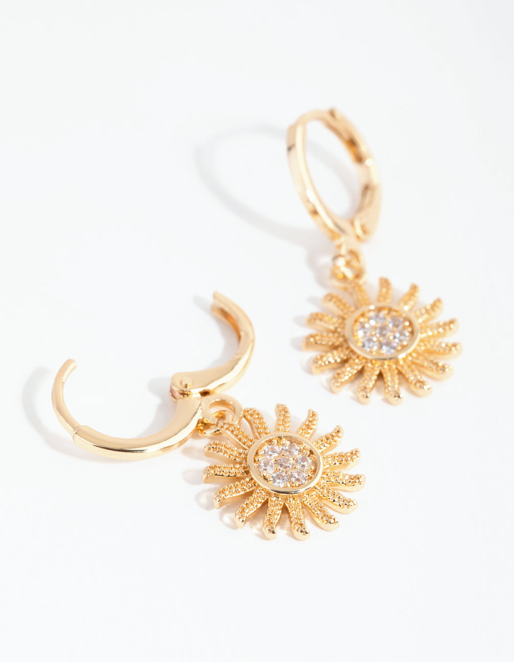 Gold Diamante Sun Huggie Earrings