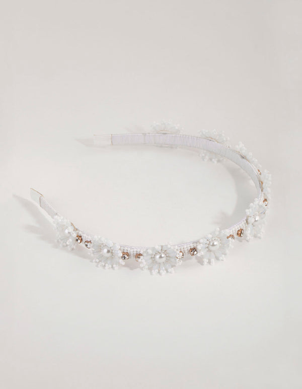 Beaded Flower Detail Alice Band