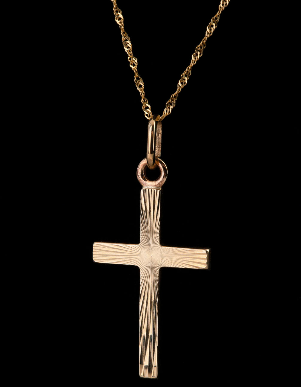 9ct Gold Textured Cross Pendant Charm