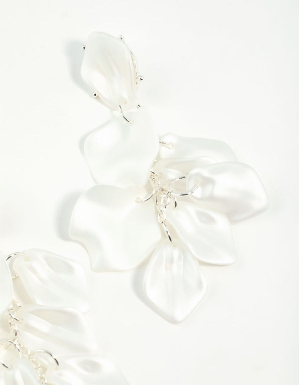 Matte White Petal Drop Earrings