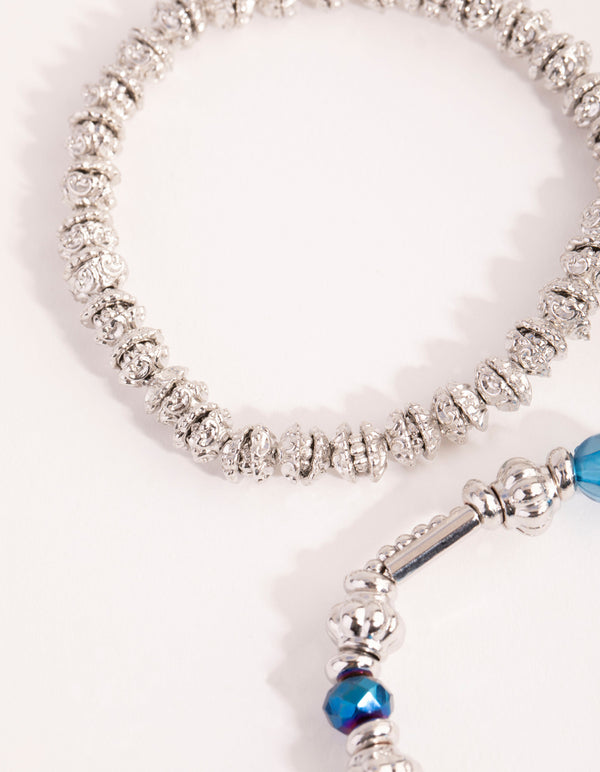 Silver Mixed Painted Bead Stretch Bracelet Pack