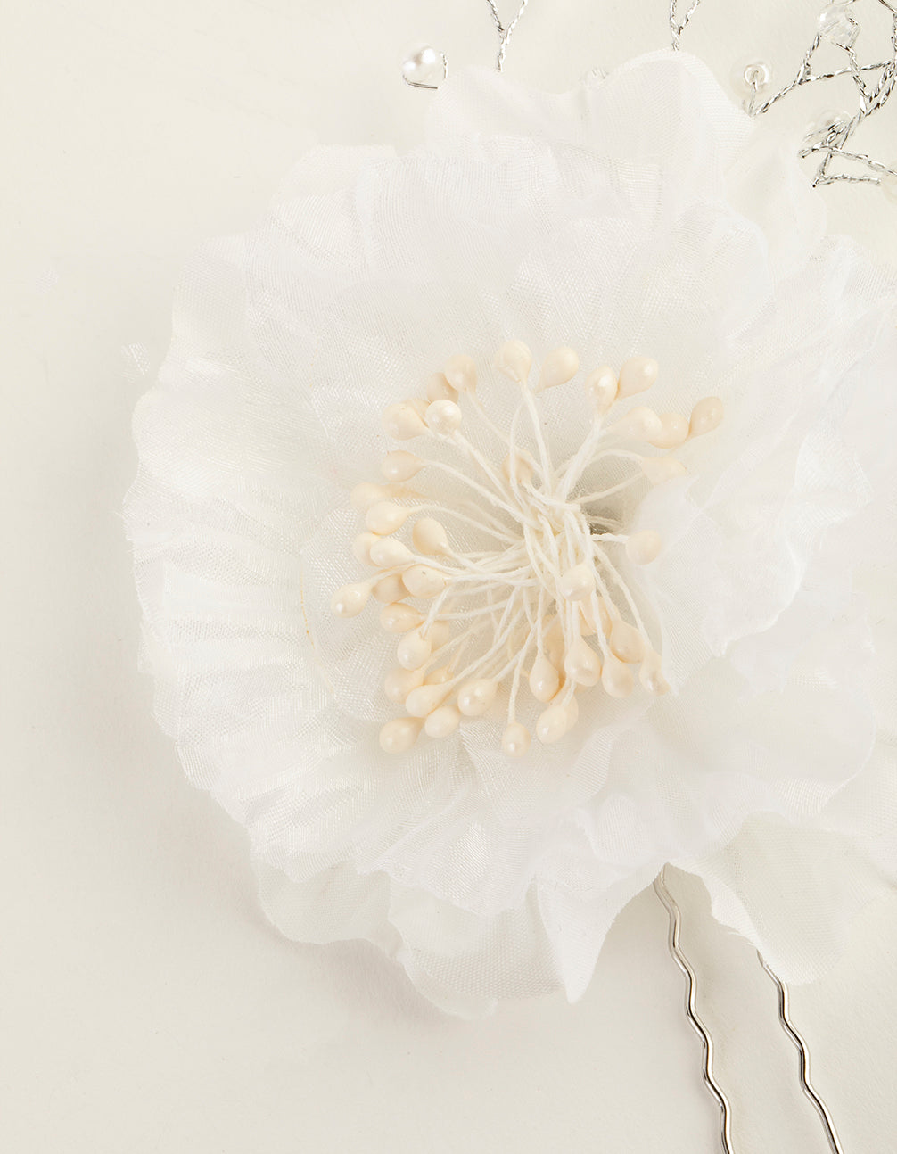 Oversized Beaded Flower Bun Pin