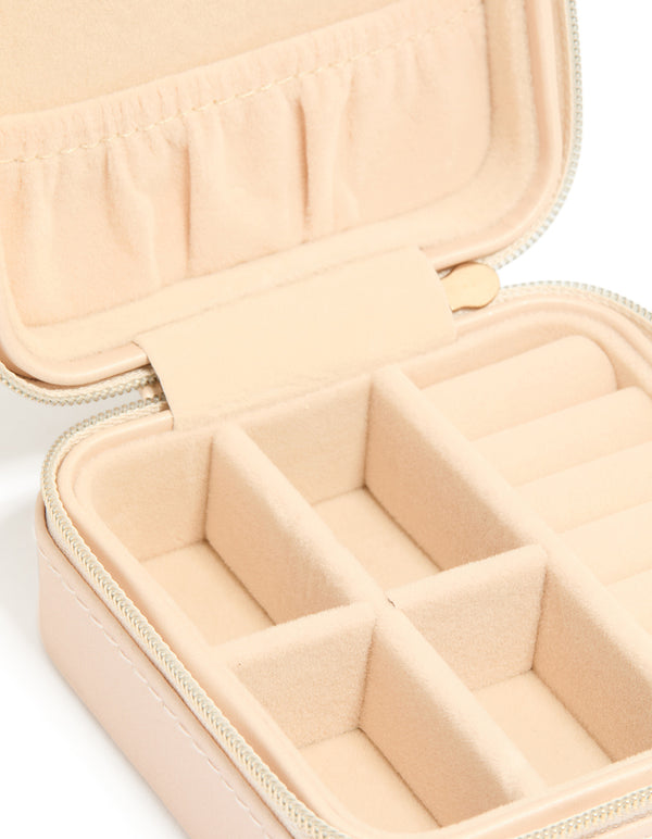 Blush Faux Leather Square Jewellery Box