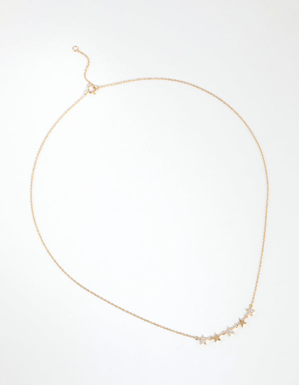 Gold Plated Sterling Silver Cubic Zirconia Starry Necklace