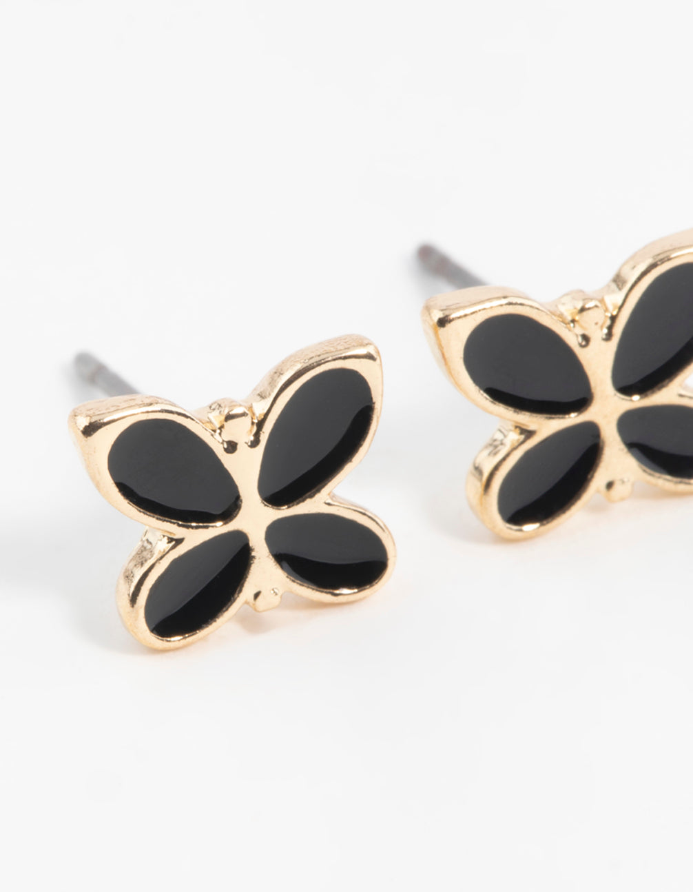 Black Butterfly Enamel Stud Earrings