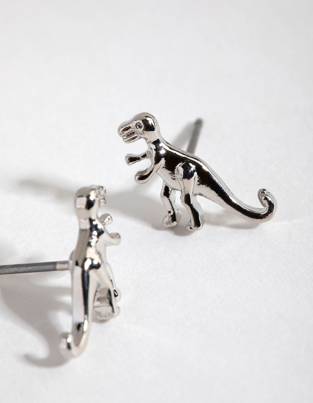 Silver T-Rex Stud Earrings