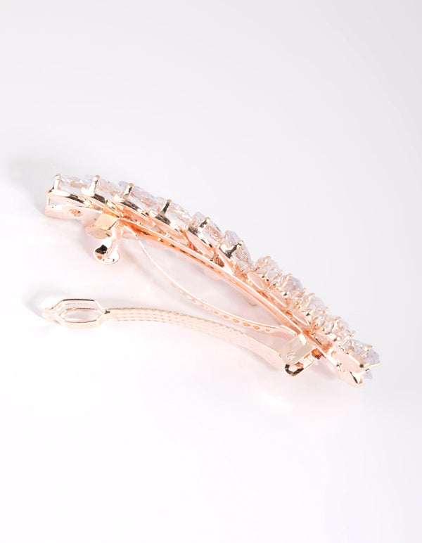 Rose Gold Navette Crystal Laurel Clip