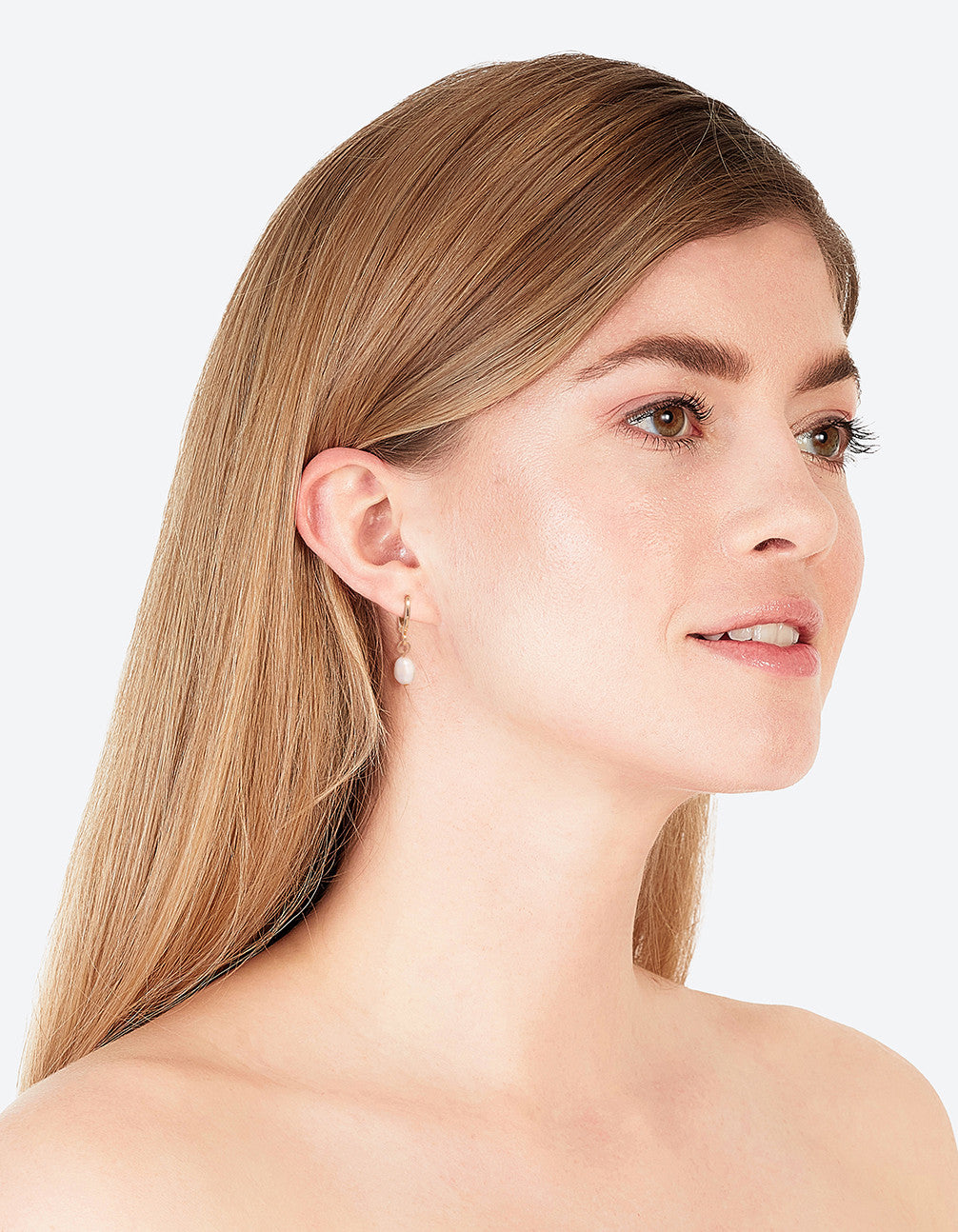 Gold Freshwater Pearl Huggie Earrings